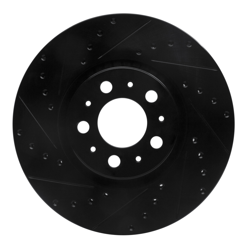 Volvo S60 Brake Rotor (1) - Front Left - R1 Concepts - Drilled & Slotted - Black - `03-`09